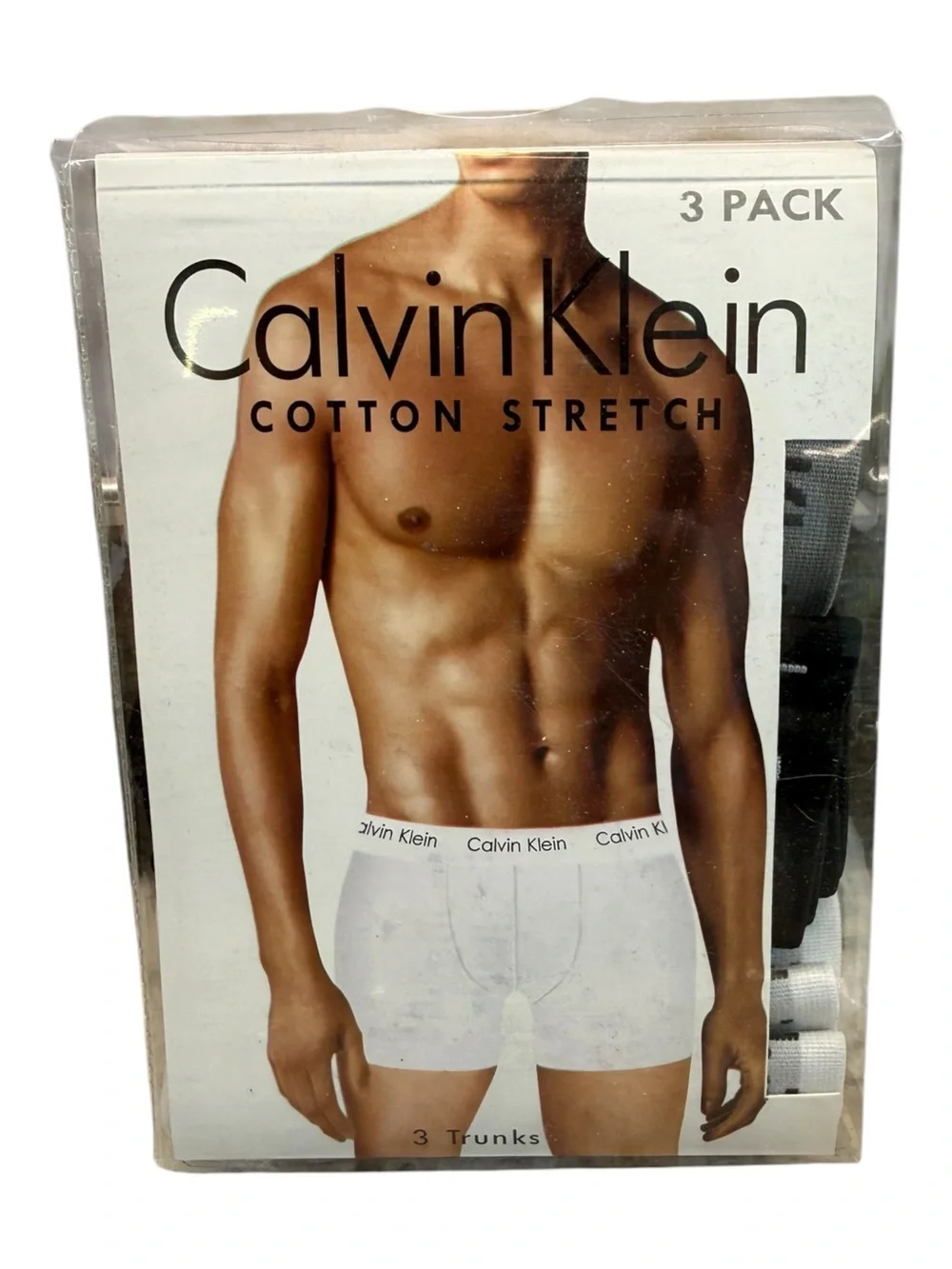 NWT Calvin Klein MEN 3-Pack Cotton Stretch Classic Fit Trunks White Black Gray M